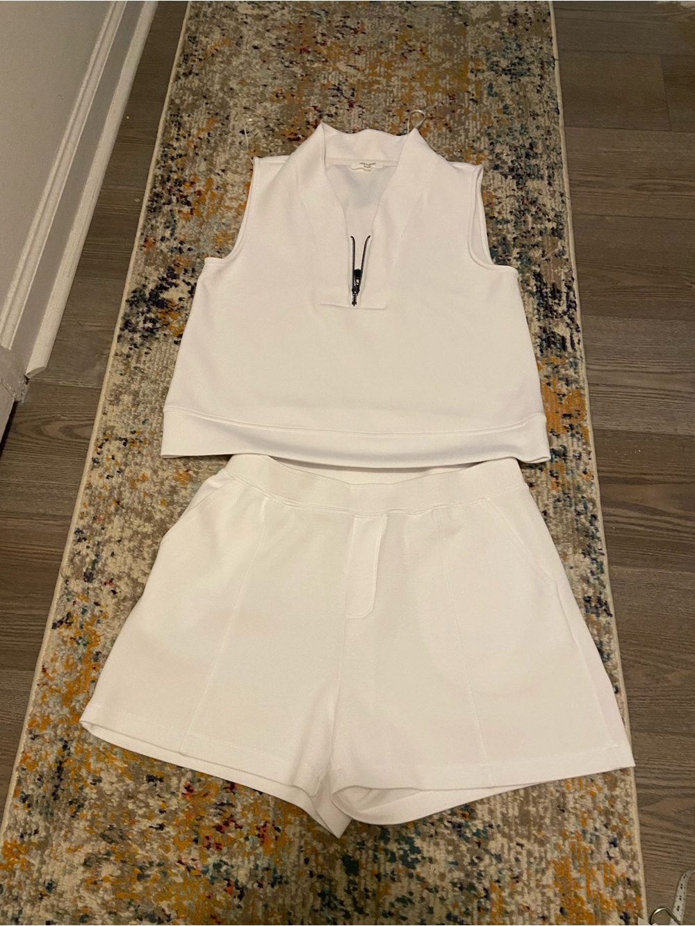 Cable & Gauge White Zip-Front Sleeveless Top & Shorts Set